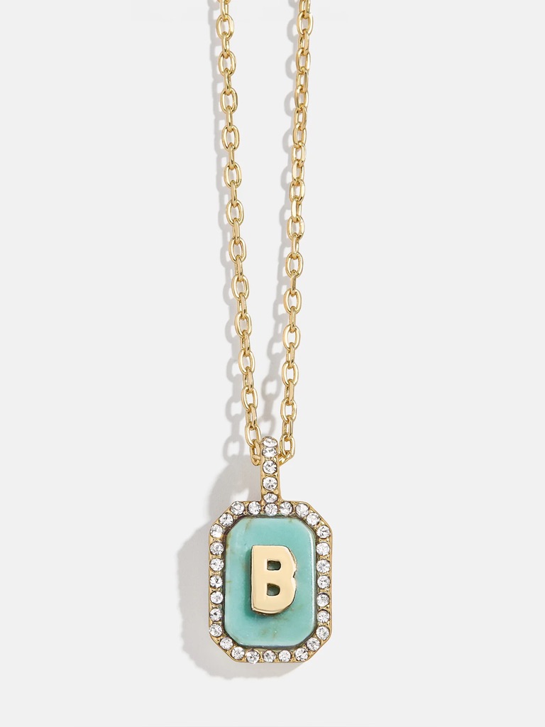 Baublebar B Gold Turquoise Initial Necklace 15$